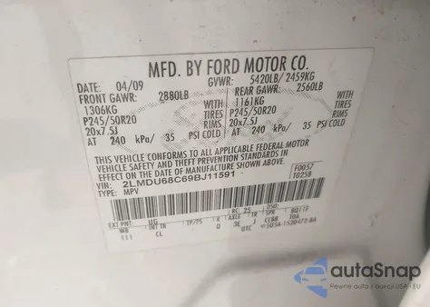 2009 Lincoln Mkx from USA, damaged, VIN 2LMDU68C69BJ11591